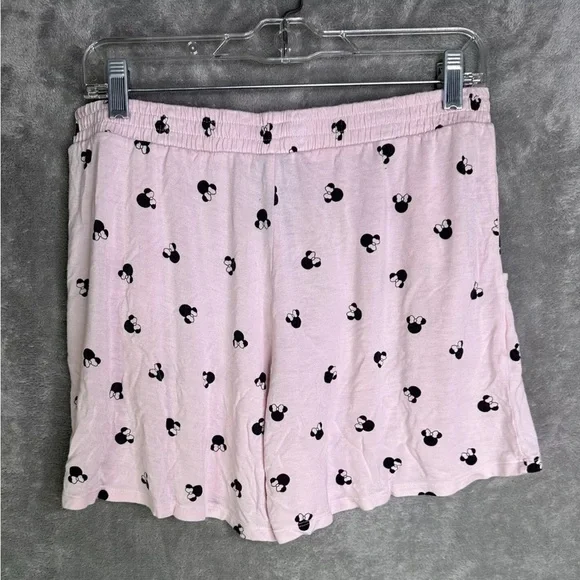 Disney Minnie Mouse Mickey Mouse Pajama Set Top Shorts Pink Black Large - Picture 7 of 15